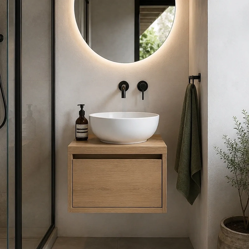 Movel de casa de banho suspenso com tampo modelo sleep cor denver