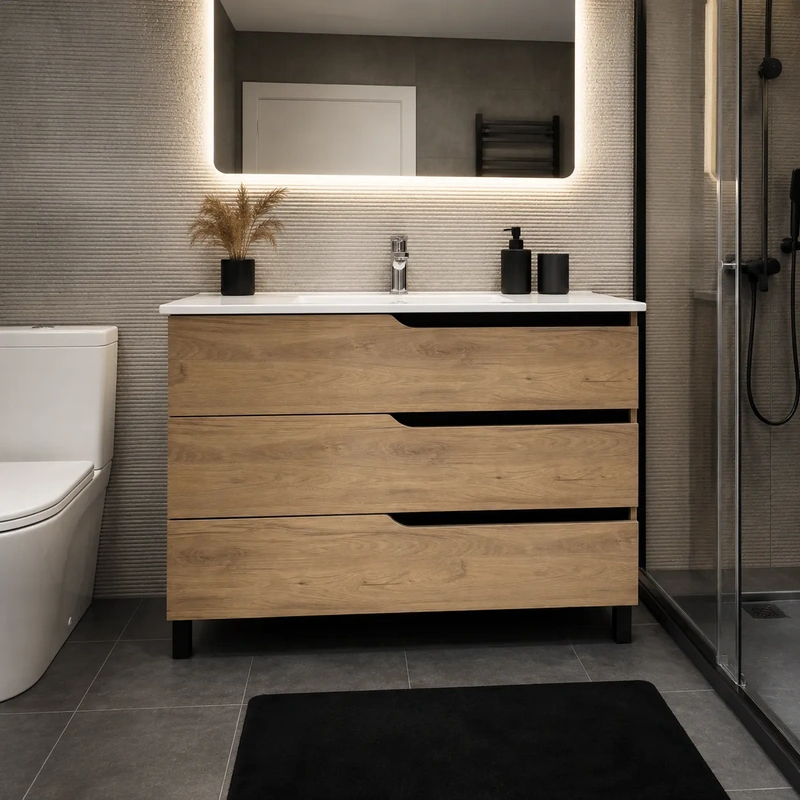 Movel de casa de banho com pés e lavatório modelo wave cor denver