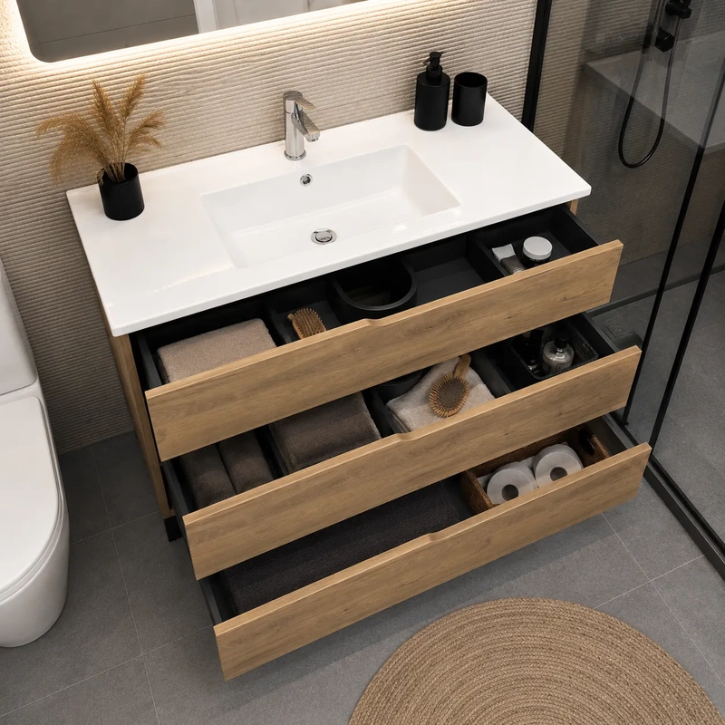 Movel de casa de banho com pés e lavatório modelo wave cor denver